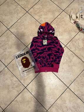 A Bathing Ape Purple Color Camo Shark Full Zip Hoodie